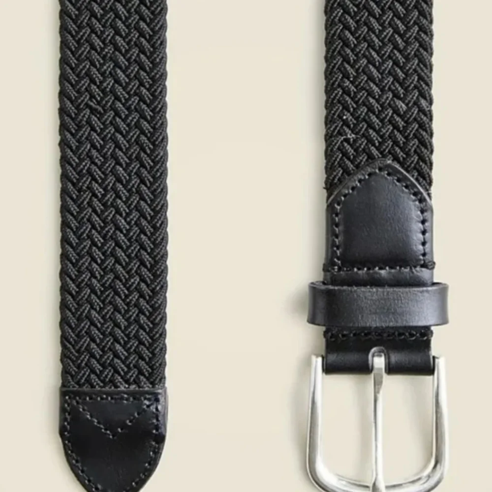 J.crew Men's Woven elastic leather belt with round buckle XL 38-40 CHARCOAL BNWT